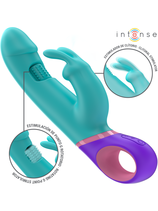 INTENSE - MONICA VIBRATORE RABBIT CON STIMOLATORE G-SPOT ROTANTE BLU