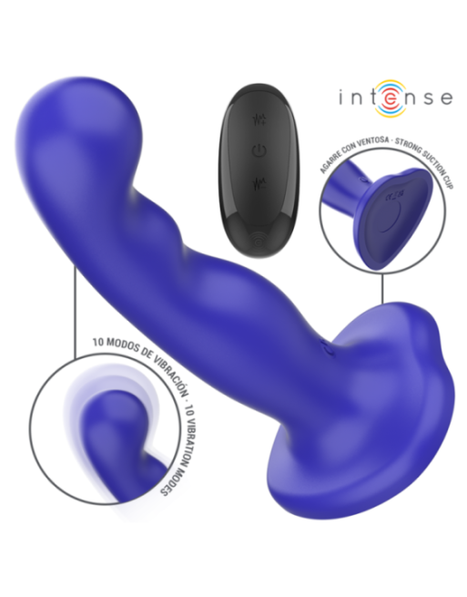 INTENSE - VIBRATORE SHORTY CON VENTOSA TELECOMANDO BLU