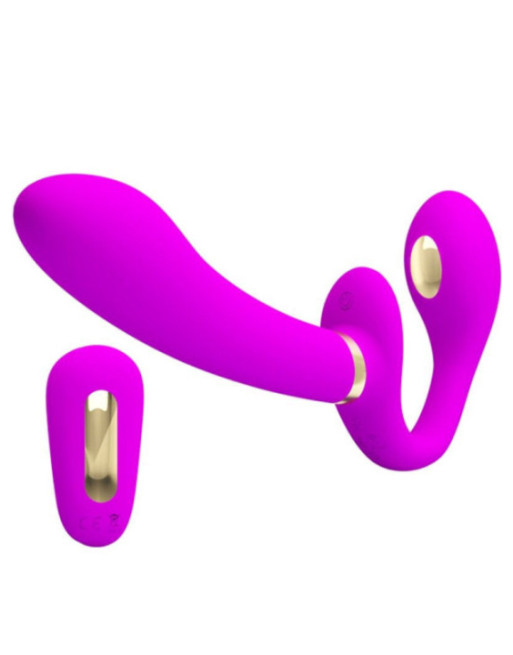 PRETTY LOVE - THUNDERBIRD DOPPIO VIBRATORE CON STRAP-ON E TELECOMANDO VIOLA