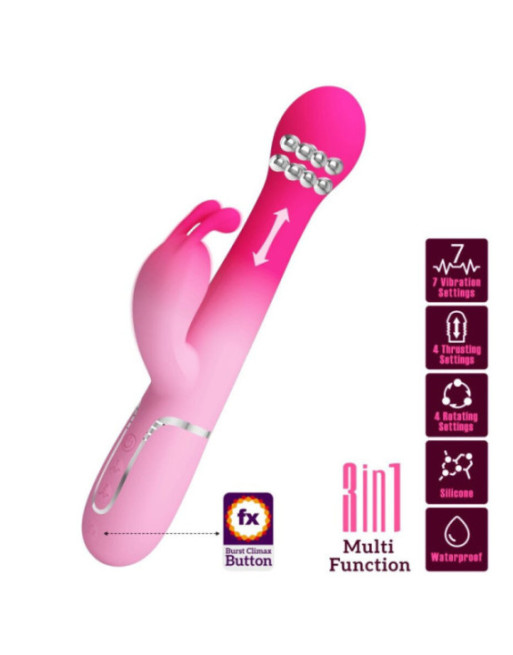 PRETTY LOVE - DEJON 3 IN 1 MULTIFUNZIONE VIBRATORE CONIGLIO ROSA