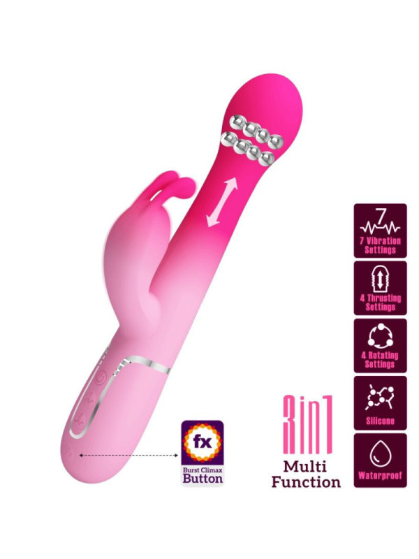 PRETTY LOVE - DEJON 3 IN 1 MULTIFUNZIONE VIBRATORE CONIGLIO ROSA