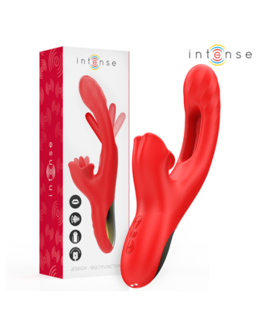 INTENSE - JESSICA VIBRATORE MULTIFUNZIONE STIMOLAZIONE CLITORIDE 24,8 CM ROSSO