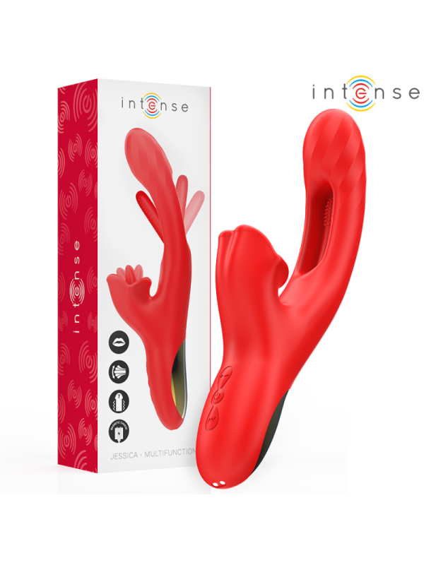 INTENSE - JESSICA VIBRATORE MULTIFUNZIONE STIMOLAZIONE CLITORIDE 24,8 CM ROSSO