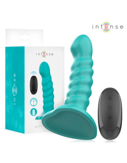 INTENSE - VIBRATORE BUFFY TAGLIA S DESIGN A SPIRALE 10 VIBRAZIONI TELECOMANDO BLU