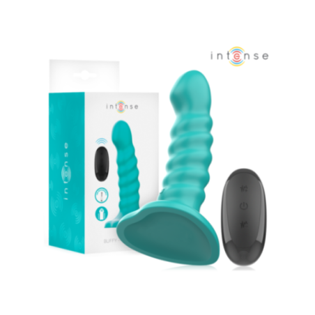 INTENSE - VIBRATORE BUFFY TAGLIA S DESIGN A SPIRALE 10 VIBRAZIONI TELECOMANDO BLU