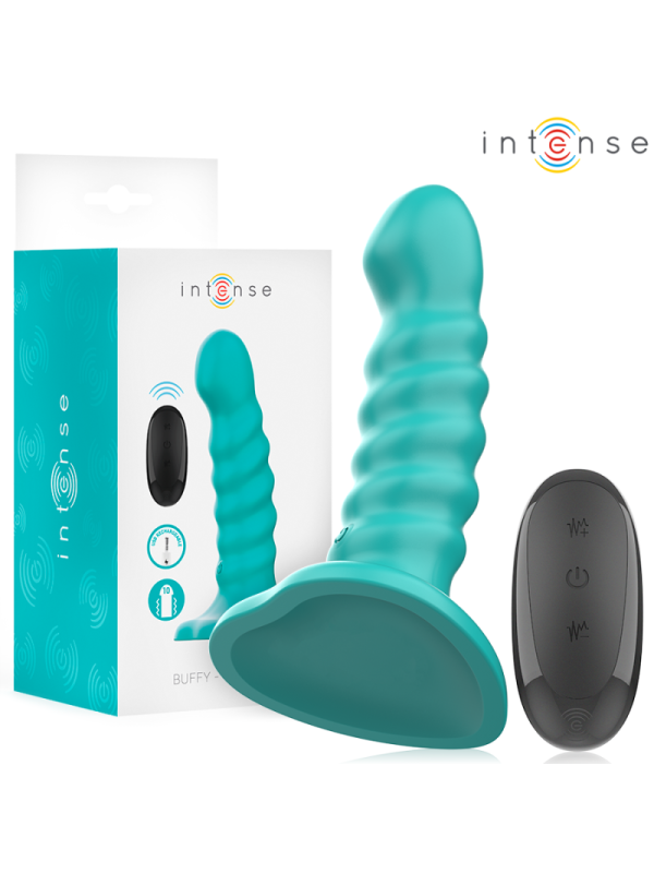 INTENSE - VIBRATORE BUFFY TAGLIA S DESIGN A SPIRALE 10 VIBRAZIONI TELECOMANDO BLU