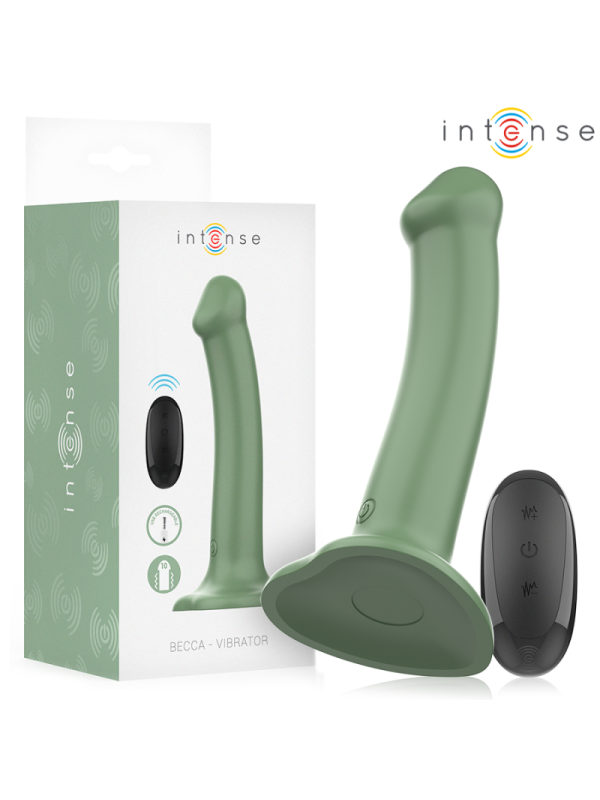 INTENSE - VIBRATORE BECCA CON VENTOSA 10 VIBRAZIONI TELECOMANDO VERDE
