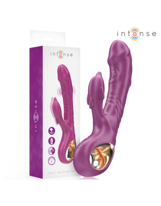INTENSE - VIBRATORE MULTIFUNZIONE HALLE CON LINGUA STIMOLANTE A DELFINO VIOLA
