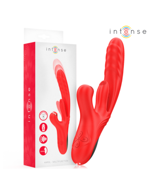INTENSE - KAROL VIBRATORE MULTIFUNZIONE SPINTA E STIMOLAZIONE E ONDE STIMOLANTI ROSSO