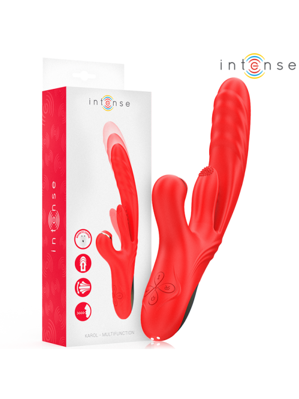 INTENSE - KAROL VIBRATORE MULTIFUNZIONE SPINTA E STIMOLAZIONE E ONDE STIMOLANTI ROSSO