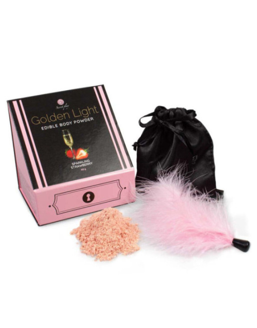 SECRETPLAY - KIT LUCE DORATA POLVERE E PIUMA ALIMENTARE FRIZZANTE ALLA FRAGOLA