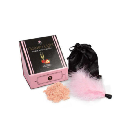 SECRETPLAY - KIT LUCE DORATA POLVERE E PIUMA ALIMENTARE FRIZZANTE ALLA FRAGOLA