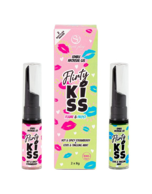 SECRETPLAY - GEL PER BACI CIVATRICI CON EFFETTI SESSUALI ORALI FRAGOLA E MENTA 2 x 8 GR