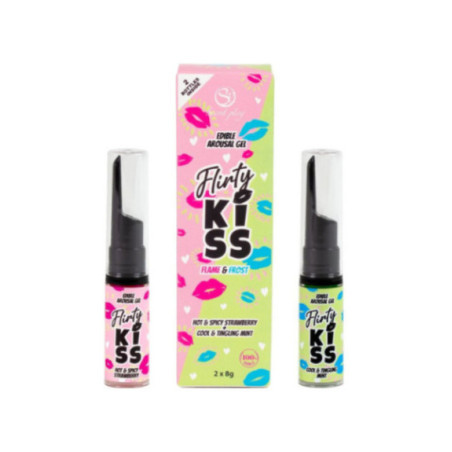SECRETPLAY - GEL PER BACI CIVATRICI CON EFFETTI SESSUALI ORALI FRAGOLA E MENTA 2 x 8 GR