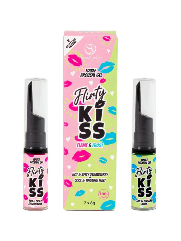 SECRETPLAY - GEL PER BACI CIVATRICI CON EFFETTI SESSUALI ORALI FRAGOLA E MENTA 2 x 8 GR