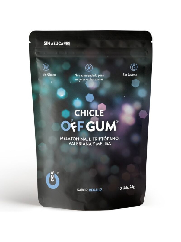WUG GUM - OFF VALERIAN, TRYPTOPHAN, LEMON BALM AND MELATONIN 10 UNITS