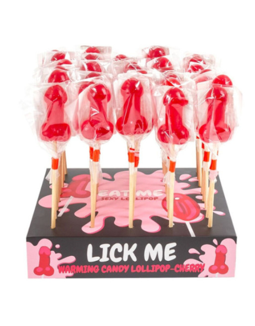 SECRETPLAY - LECCA-LECCA A FORMA DI PENE DI CARAMELLE ALLA CILIEGIA CON EFFETTO CALORE PICCANTE (40 UNITÀ)
