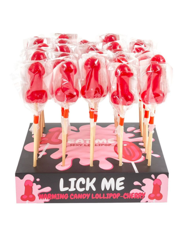 SECRETPLAY - LECCA-LECCA A FORMA DI PENE DI CARAMELLE ALLA CILIEGIA CON EFFETTO CALORE PICCANTE (40 UNITÀ)
