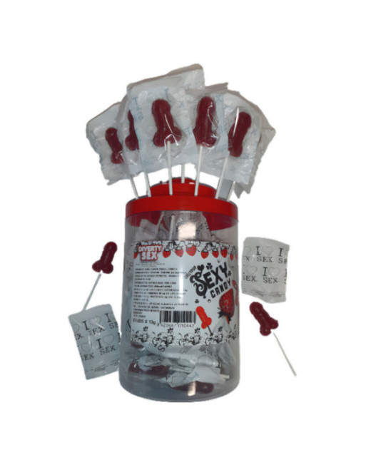 DIABLO PICANTE - 50 LECCA-LECCA A FORMA DI PENE DI CARAMELLE ALLA FRAGOLA E ALLA CILIEGIA 50 UNIT