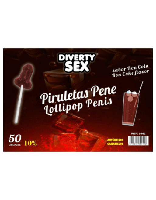 DIABLO GOLOSO - 50 LECCA LECCA AL PENE GUSTO RON COLA 10% ALCOOL