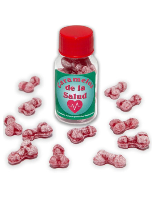 DIABLO PICANTE - 12 CARAMELLE DELLA SALUTE A FORMA DI PENE FRAGOLA/CILIEGIA