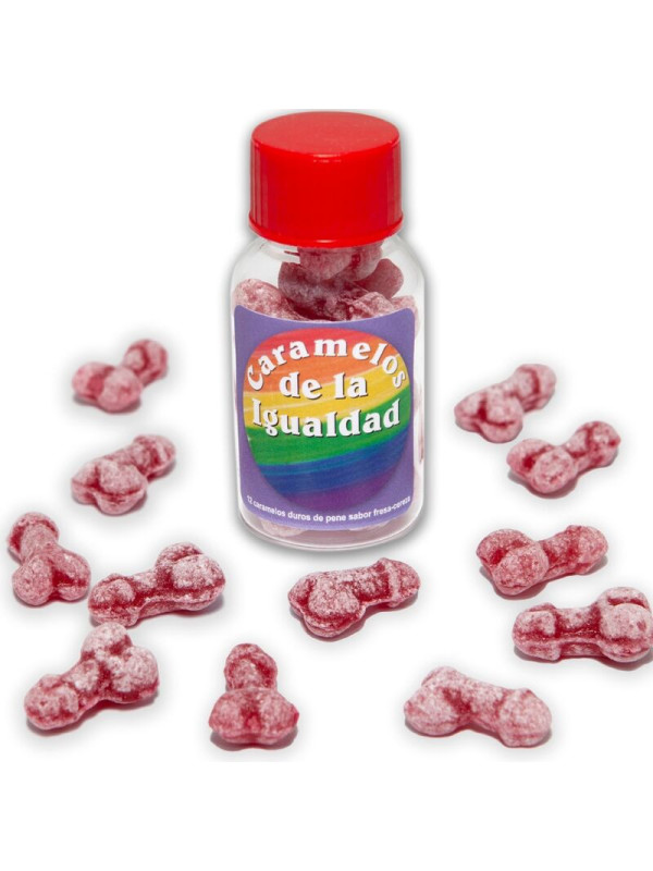 DIABLO PICANTE - 12 CARAMELLE A FORMA DI PENE FRAGOLA/CILIEGIA UGUALI