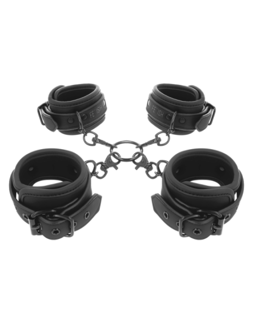 FETISH SUBMISSIVE - SET DI MANETTE PER MANI E CAVIGLIE CON FODERA IN NOPRENE