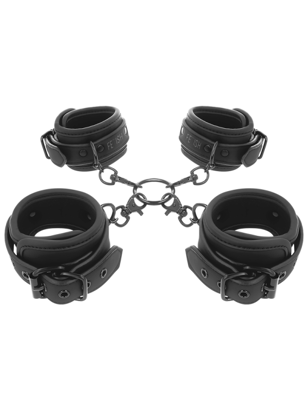 FETISH SUBMISSIVE - SET DI MANETTE PER MANI E CAVIGLIE CON FODERA IN NOPRENE