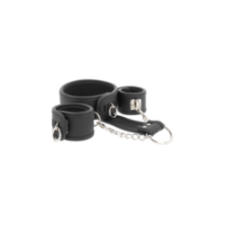 FETISH SUBMISSIVE - COLLANA E MANETTE IN PELLE VEGANA CON FODERA IN NOPRENE