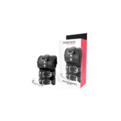 DARKNESS - MANETTE NERE REGOLABILI IN PELLE CON FODERA
