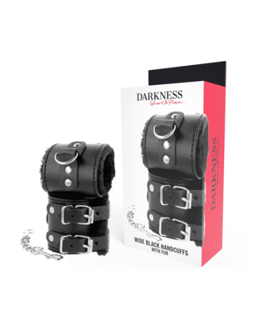 DARKNESS - MANETTE NERE REGOLABILI IN PELLE CON FODERA