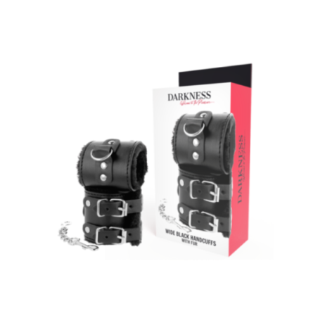 DARKNESS - MANETTE NERE REGOLABILI IN PELLE CON FODERA