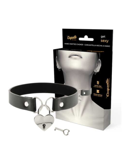 COQUETTE CHIC DESIRE - COLLANA IN PELLE VEGANA CON ACCESSORIO CUORE CON CHIAVE
