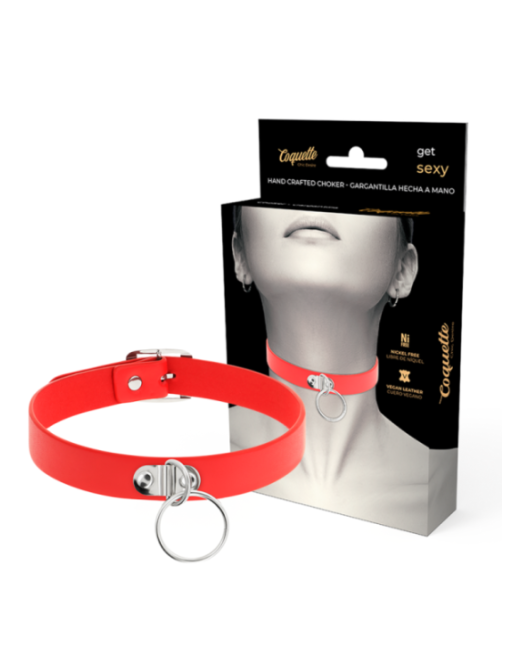 COQUETTE CHIC DESIRE - COLLANA IN PELLE VEGANA ROSSA ACCESSORIO FETISH DONNA