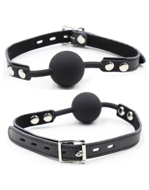 OHMAMA FETISH - BALL GAG IN SILICONE CON CINTURA IN PELLE (LUCCHETTO INCLUSO)