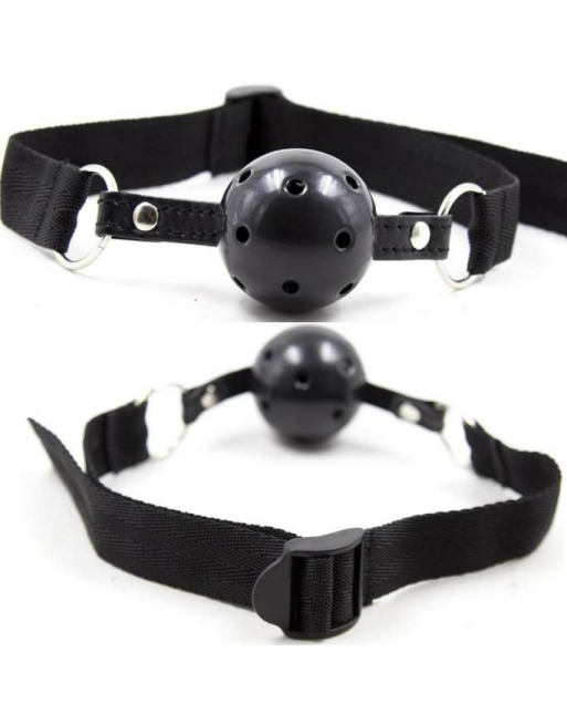 GAG A SFERA TRASPIRANTE IN TESSUTO NERO OHMAMA FETISH