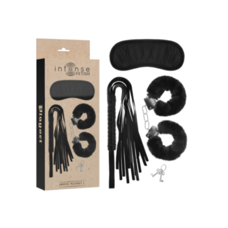 INTENSE - FETISH PLAYSET EROTICO 1 CON MANETTE, MASCHERA CIECA E FLOGGER
