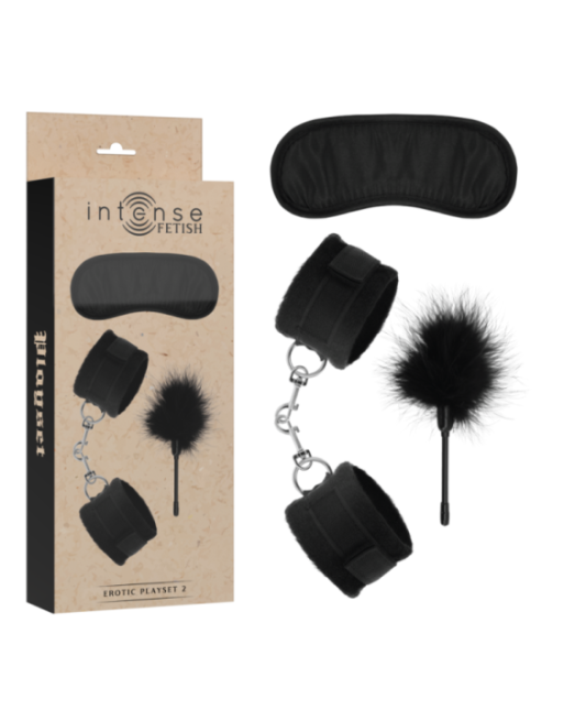 INTENSE - FETISH PLAYSET EROTICO 2 CON MANETTE, MASCHERA CIECA E TICKLER