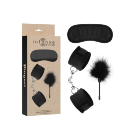 INTENSE - FETISH PLAYSET EROTICO 2 CON MANETTE, MASCHERA CIECA E TICKLER