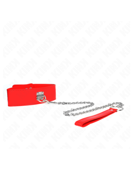 KINK - COLLANA CON CINTURA 65 CM CON LARGO CINTURINO ROSSO REGOLABILE 33,5-41 CM X 5 CM