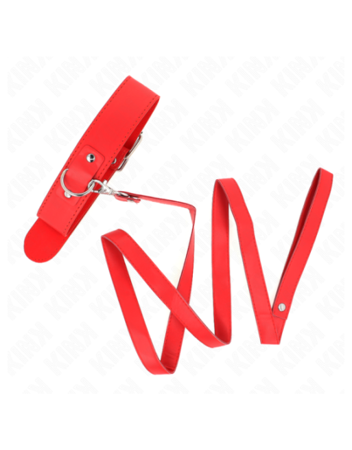KINK - COLLANA CON CINTURA 116 CM ROJO CINTURINO REGOLABILE 32-50 CM X 8 CM