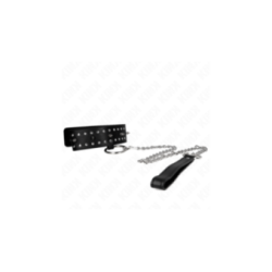 KINK - COLLANA CON GUINZAGLIO 65 CM CON BORCHIE IN ARGENTO MODELLO 1 REGOLABILE 36-43 CM X 5 CM