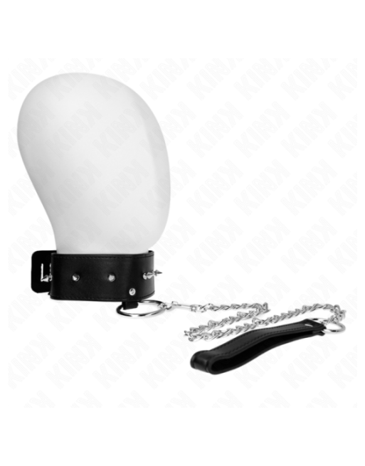 KINK - COLLANA 65 CM CON GUINZAGLIO CON BORCHIE ARGENTO MODELLO 2 REGOLABILE 36-43 CM X 5 CM