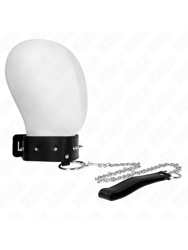 KINK - COLLANA 65 CM CON GUINZAGLIO CON BORCHIE ARGENTO MODELLO 2 REGOLABILE 36-43 CM X 5 CM