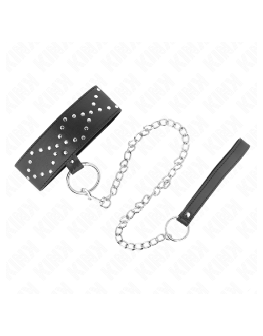 KINK - COLLANA 65 CM CON GUINZAGLIO CON BORCHIE ARGENTO MODELLO 3 REGOLABILE 36-43 CM X 5 CM