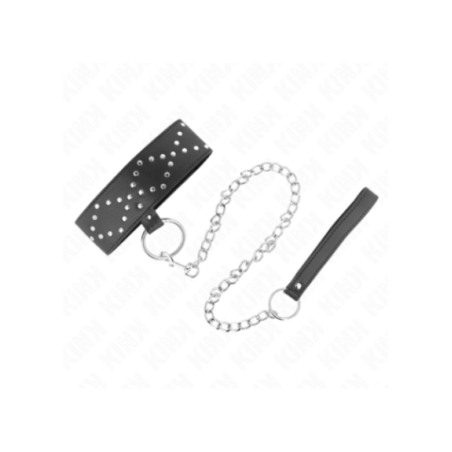 KINK - COLLANA 65 CM CON GUINZAGLIO CON BORCHIE ARGENTO MODELLO 3 REGOLABILE 36-43 CM X 5 CM