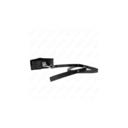 KINK - COLLANA CON GUINZAGLIO 116 CM CON BORCHIE IN ARGENTO MODELLO 4 NERO REGOLABILE 40-48 CM X 6 CM