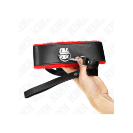 KINK - COLLANA CON CINTURA 116 CM CON CINTURINO IN PELLE ROSSO REGOLABILE 40-48 CM X 6 CM