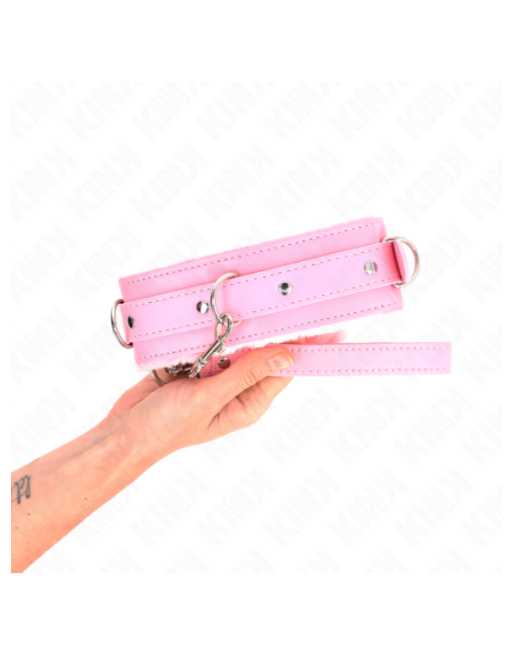 KINK - COLLARE CON GUINZAGLIO 65 CM CON RESTRIZIONI ROSA 36-42 CM X 5,5 CM