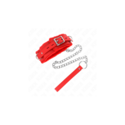 KINK - COLLARE CON GUINZAGLIO 65 CM CON RESTRIZIONI ROSSO 36-42 CM X 5,5 CM